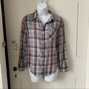 Vanilla Star Flannel Button Down Grey Shacket Shirt